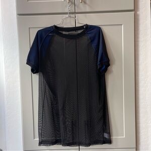 Modus Vivendi Black Blue Mesh Transparent Jersey Short Sleeve Shirt Mens XL